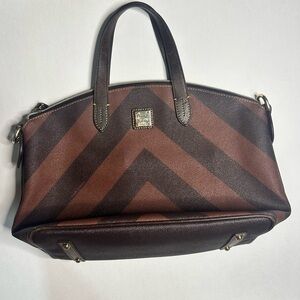 Dooney & Bourke Brown Chevron Satchel Purse Crossbody Bag